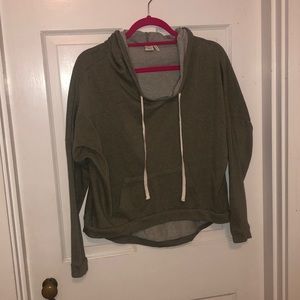 Paper Crane🕊Sage Green High-low Semi-crop hoodie